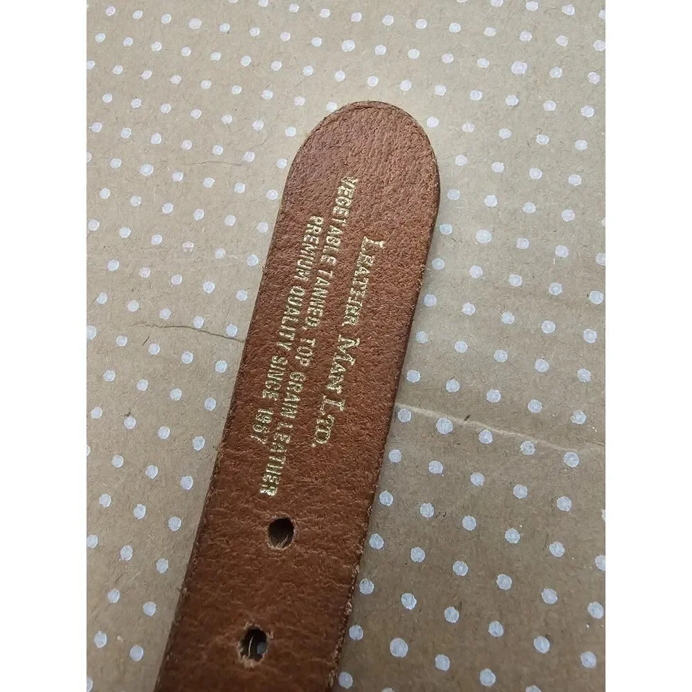 Leather Man LTD Essex CT USA Canvas Leather Fish Belt Mens Sz 32 Red Swordfish